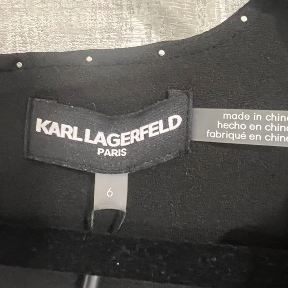 Karl Lagerfeld Paris, Women’s Faux leather dress silver-tone studs. SZ 6, NWT - Picture 6 of 13
